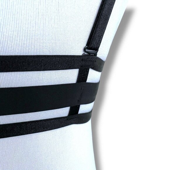 Victorias Secret 32C Bra Black Lined Demi Front Close Strappy Back Underwire - Picture 7 of 8